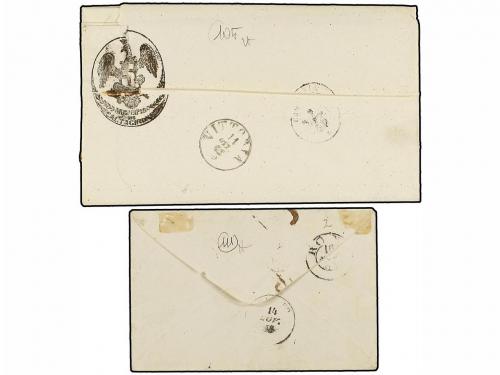 ✉ ITALIA. Sa. 13. 1863. 15 cts. azul tipo II. Dos cartas dob