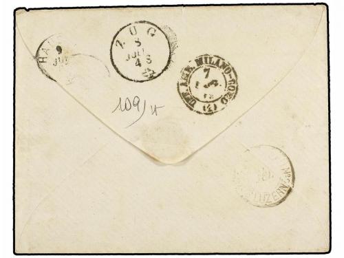 ✉ ITALIA. Sa. 13 (2). 1863. MILANO a HAUSEN (Suiza). 15 cts.