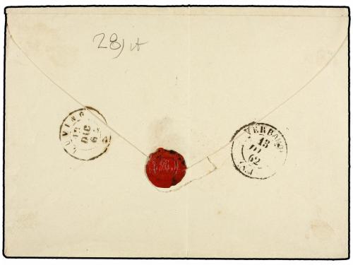 ¿ ITALIA. Sa. 3. 1862. GAVIRATE a LUINO. 40 cts. rojo. Mat.