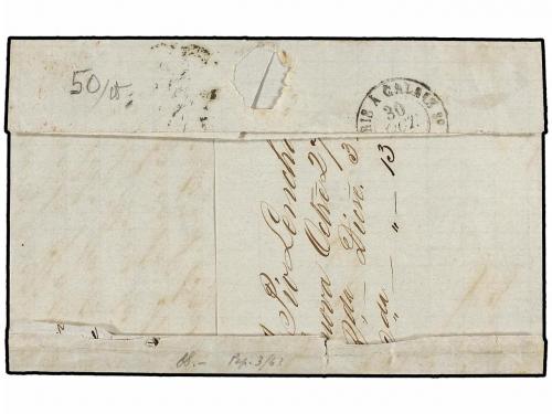 ¿ ITALIA. Sa. 2, 3 + 17D. 1862. GÉNOVA a LIMA (Perú). 20 cts