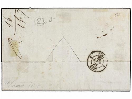 ¿ ITALIA. Sa. 2 (6). 1862. TORINO a LYON. 20 cts. azul, bloq