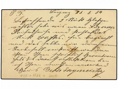 ✉ AUSTRIA. 1884. PREGENZ to ST. GALLEN. 2 kr. postal station