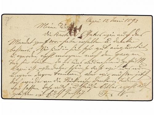 ✉ ITALIA. 1899. CAPRI a BASSEL (Suiza). Tarjeta Postal de pr