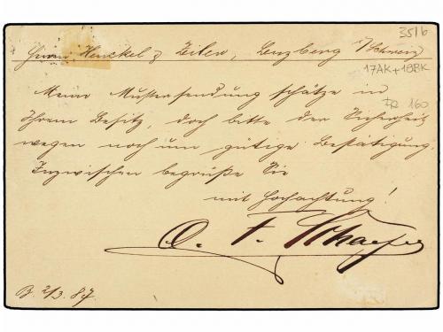 ✉ SUIZA. 1887. BERLIN to SWITZERLAND. 5 pf. lilac postal sta