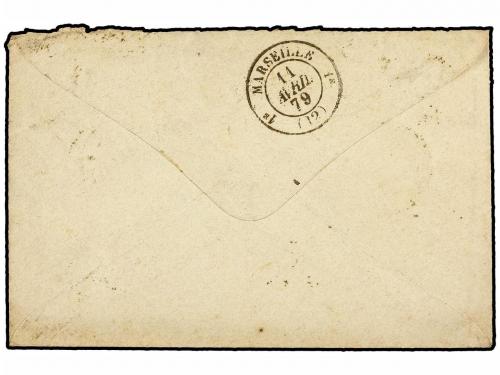 ✉ SINGAPUR. 1879 (March 8). Cover from SINGAPORE to MARSEILL