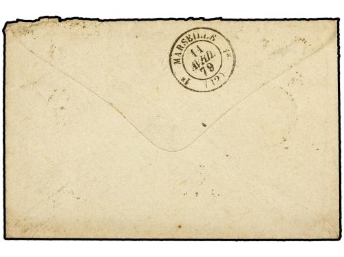✉ SINGAPUR. 1879 (March 8). Cover from SINGAPORE to MARSEILL