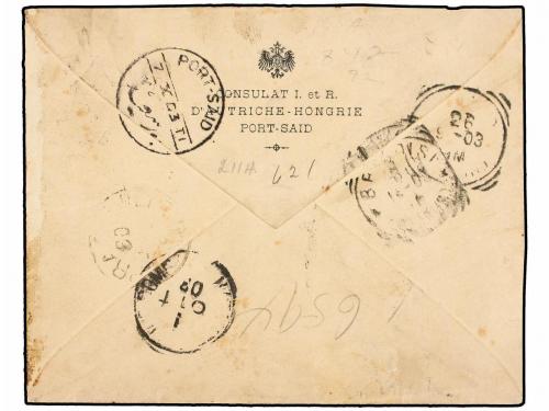 ✉ PORT-SAID. Yv. 3 (2), 4, 7, 12. 1903. PORT SAID to ITALY. 