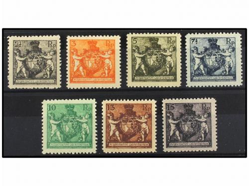 ** LIECHTENSTEIN. Mi. 46B/52B. 1921. COMPLETE set, perf. 12 