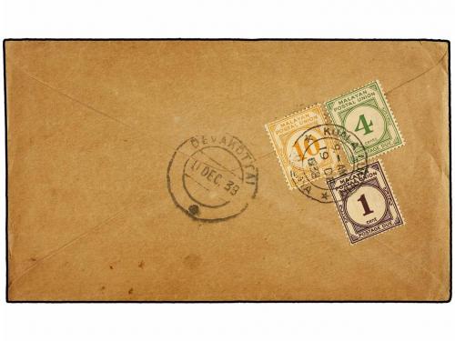 ✉ MALAYA. 1938. DEVAKOTTAI to KUALA LUMPUR (Malaya). Envelop
