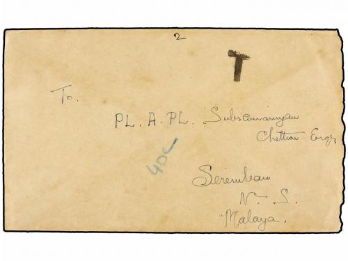 ✉ MALAYA. 1938. INDIA to SEREMBAN (Negri Sembilan, Malaya). 