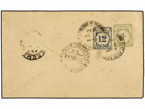 ✉ MALAYA. 1932. KURUVIKONDANPATTI to SEREMBAN (Negri Sembila