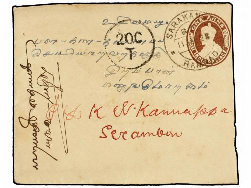 ✉ MALAYA. 1928. SARAKANEI (India) to SERAMBAN (Negri Sembila
