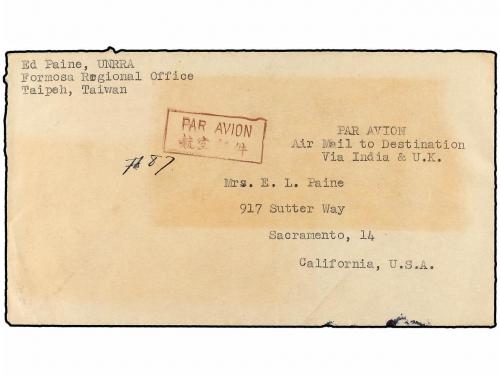 ✉ JAPON. 1946. JAPANESE OCCUPATION IN TAIWAN. TAIPEH to SACR