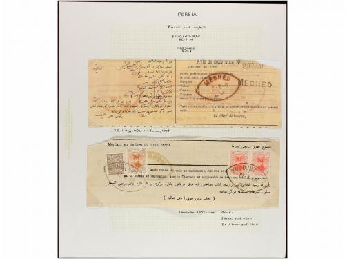 ✉ IRAN. 1903-08. Three ADVICE OF DELIVERY OF PARCEL franked 