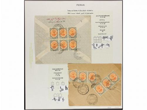 ✉ IRAN. 1922. Eight covers all franked with six stamps of 1 