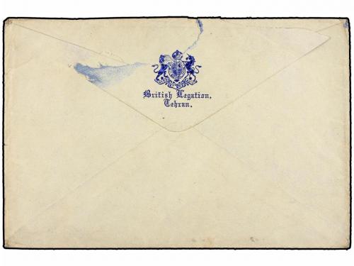 ✉ IRAN. Sc. 427 (2). 1906. TEHERAN to LONDON. 13 ch. blue (2
