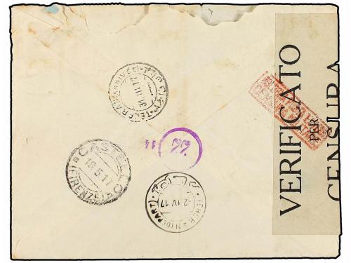 ✉ IRAN. 1917. ISPAHAN to ITALY. 2 ch. and 5 ch. (2), Italian