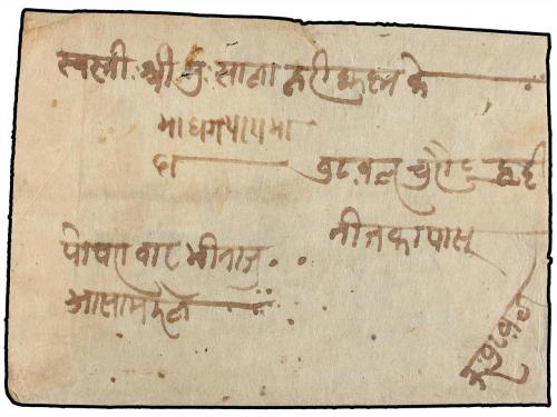 ✉ NEPAL. Mi. 22. 1910. Envelope franked with 4 pies green st