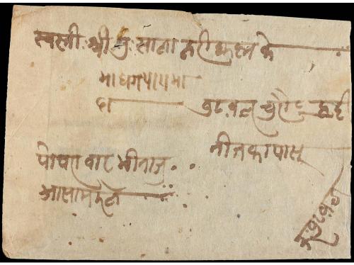 ✉ NEPAL. Mi. 22. 1910. Envelope franked with 4 pies green st