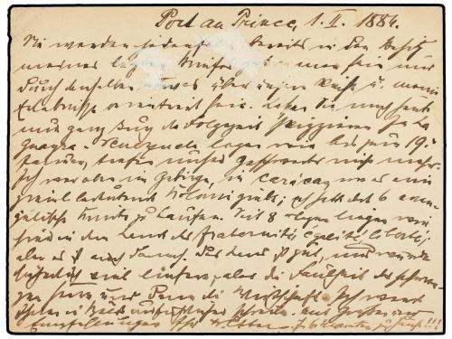 ✉ HAITI. Sc. 9. 1886. PORT AU PRINCE a ALEMANIA. Tarjeta Pos