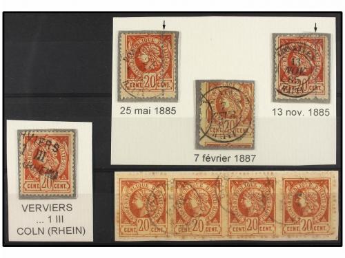 ° Δ HAITI. Sc. 13 (8). 1884. 20 cts. castaño. Cuatro sellos 