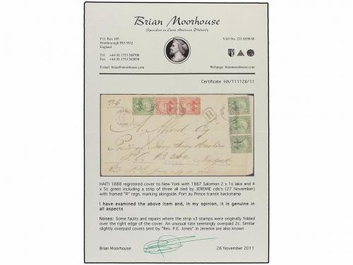 ✉ HAITI. Sc. 21 (2), 24 (2). 1888. JEREMIE a NEW YORK. Carta