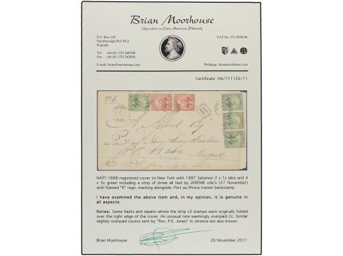 ✉ HAITI. Sc. 21 (2), 24 (2). 1888. JEREMIE a NEW YORK. Carta