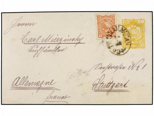 ✉ IRAN. Sc. 106, 107. 1897. TEHERAN to GERMANY. 5 ch. yellow