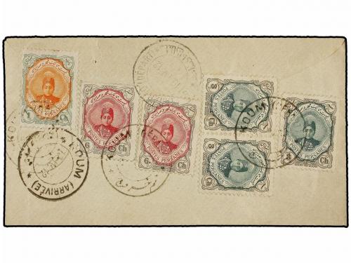 ✉ IRAN. Sc. 481, 483 (3), 486 (2). 1912. KOUM to SULTANABAD 