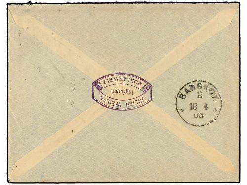 ✉ BELGICA. Yv. 56, 58. 1900. MORLANWEIZ to BANGKOK. Envelope