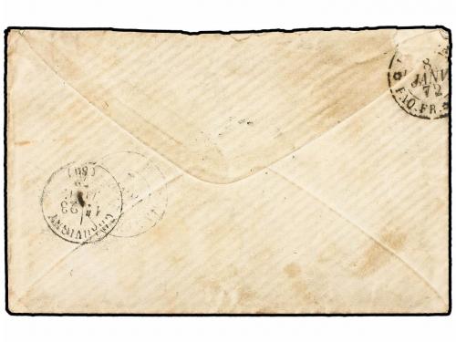 ✉ GUADALUPE. 1872. BASSE-TERRE a FRANCIA. 10 cts. bistre (5)