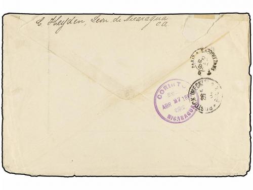 ✉ NICARAGUA. Sc. 16 (3). 1889. COLÓN a ALEMANIA. 10 cents. g