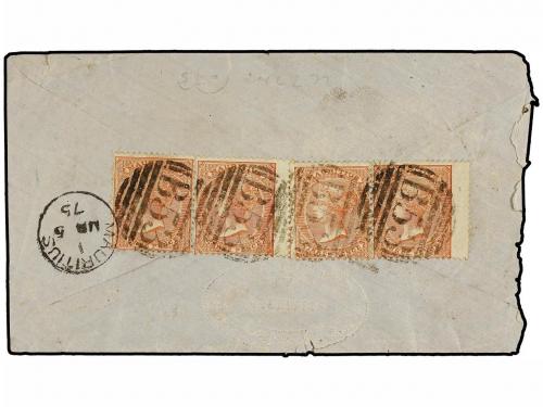✉ MAURICIO. Sg. 61 (4). 1875. MAURITIUS to BOMBAY. Envelope 