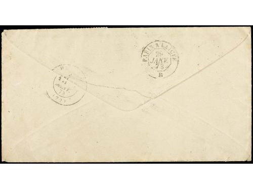 ✉ FRANCIA. Yv. 53 (2), 59. 1873. PARÍS a HOUDAN. 5 cts. verd
