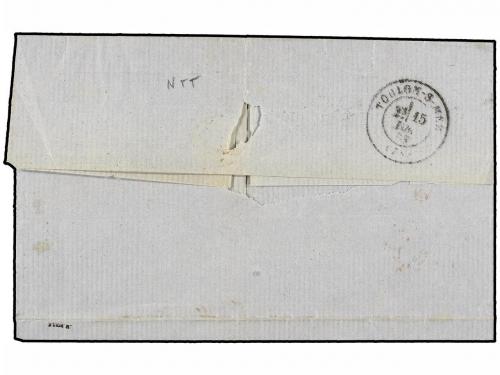 ✉ ITALIA. 1869. PALERMO a FRANCIA. 20 cts. azul (2), mat. AN