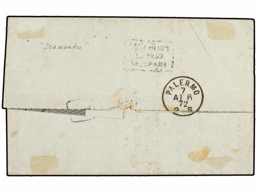 ✉ FRANCIA. Yv. 48. 1872. MARSELLA a PALERMO. 40 cts. naranja