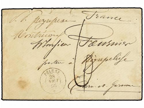 ✉ EGIPTO. 1866. ALEXANDRIA a FRANCIA. Carta escrita a bordo 