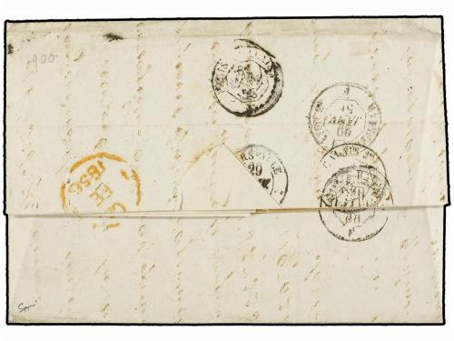 ✉ FRANCIA. 1856. Carta completa escrita en griego embarcada 