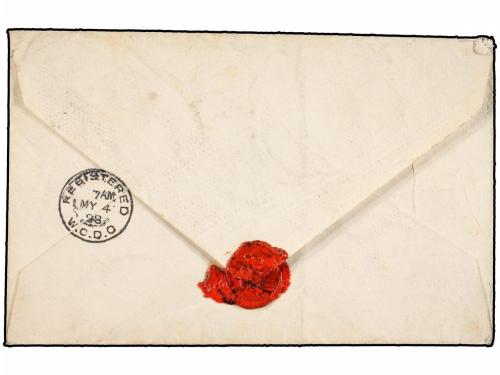 ✉ IRAN. 1898. URMIA to LONDON. 5 ch. yellow (5). Registered 