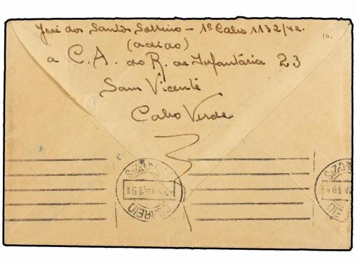 ✉ CABO VERDE. 1944. S. VICENTE a LISBOA. Sobre completo, mar