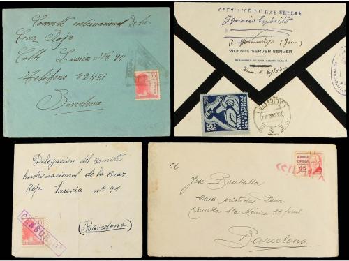 ✉ ESPAÑA. 1941-47. Cinco cartas con mat. FRANQUEO RECLAMADO 