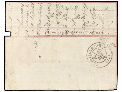 ✉ FRANCIA. 1870. TROUVILLE a PARÍS. BOULE DE MOULINS. Envuel