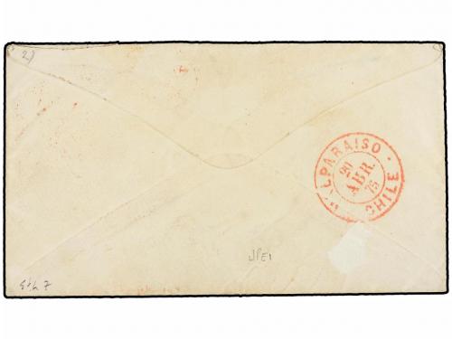 ✉ CHILE. 1875. PANAMA to VALPARAISO (Chile). Envelope franke