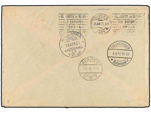 ✉ ANDORRA. 1930 (17 Abril). ANDORRA LA VIEJA a BERLÍN. Circu