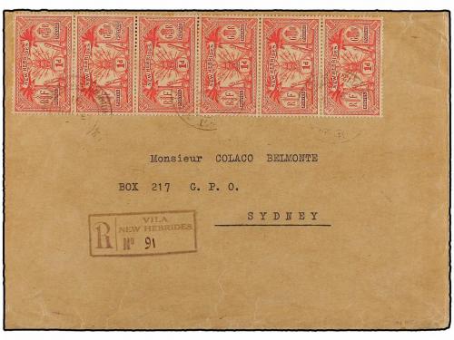 ✉ NUEVAS HEBRIDAS. Sg. 36. 1924. PORT VILA to SYDNEY. Regist