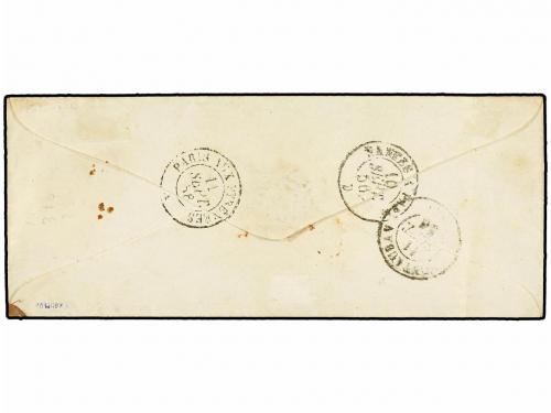 ✉ FRANCIA. Yv. 14. 1856. PORT LOUIS a MONTAUBAN. 20 cts. azu