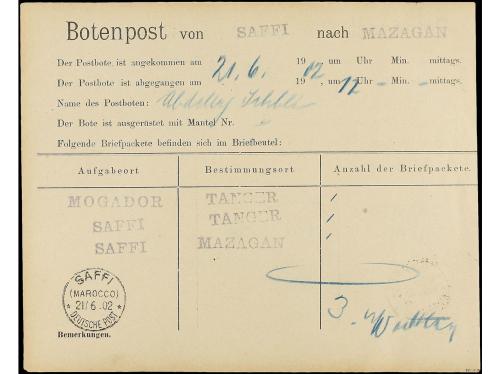 ✉ MARRUECOS. 1902. RECIBO DEL CORREO ALEMÁN enviado desde SA