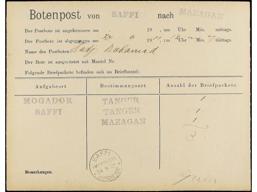 ✉ MARRUECOS. 1901. RECIBO DEL CORREO ALEMÁN enviado desde SA