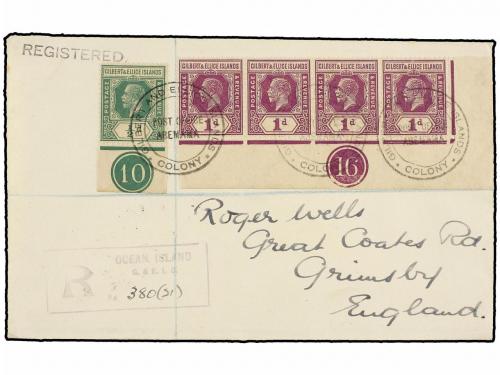 ✉ GILBERT Y ELLICE. Sg. 12, 13 (4). 1940. ABEMANA to ENGLAND