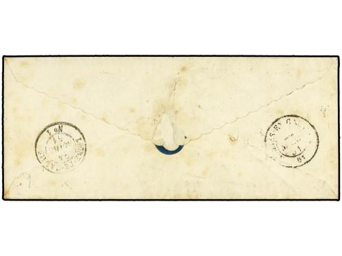 ✉ FRANCIA. Yv. 4. 1851. PARÍS a CALAIS. 25 cts. azul en sobr